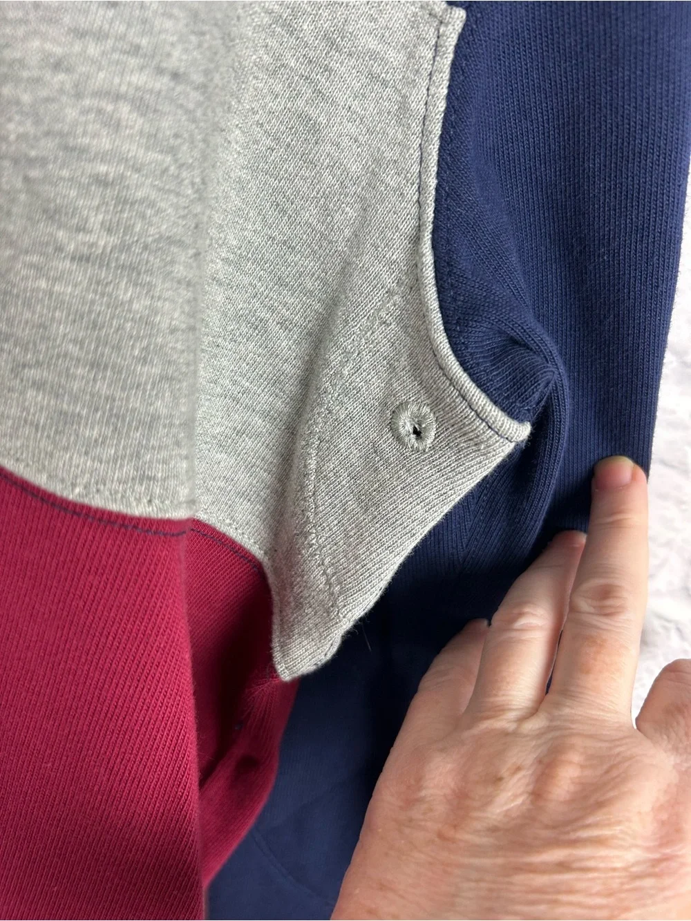 J.Crew Rugby Shirt XL Colorblock Long Sleeve Polo Red Blue Gray Cotton